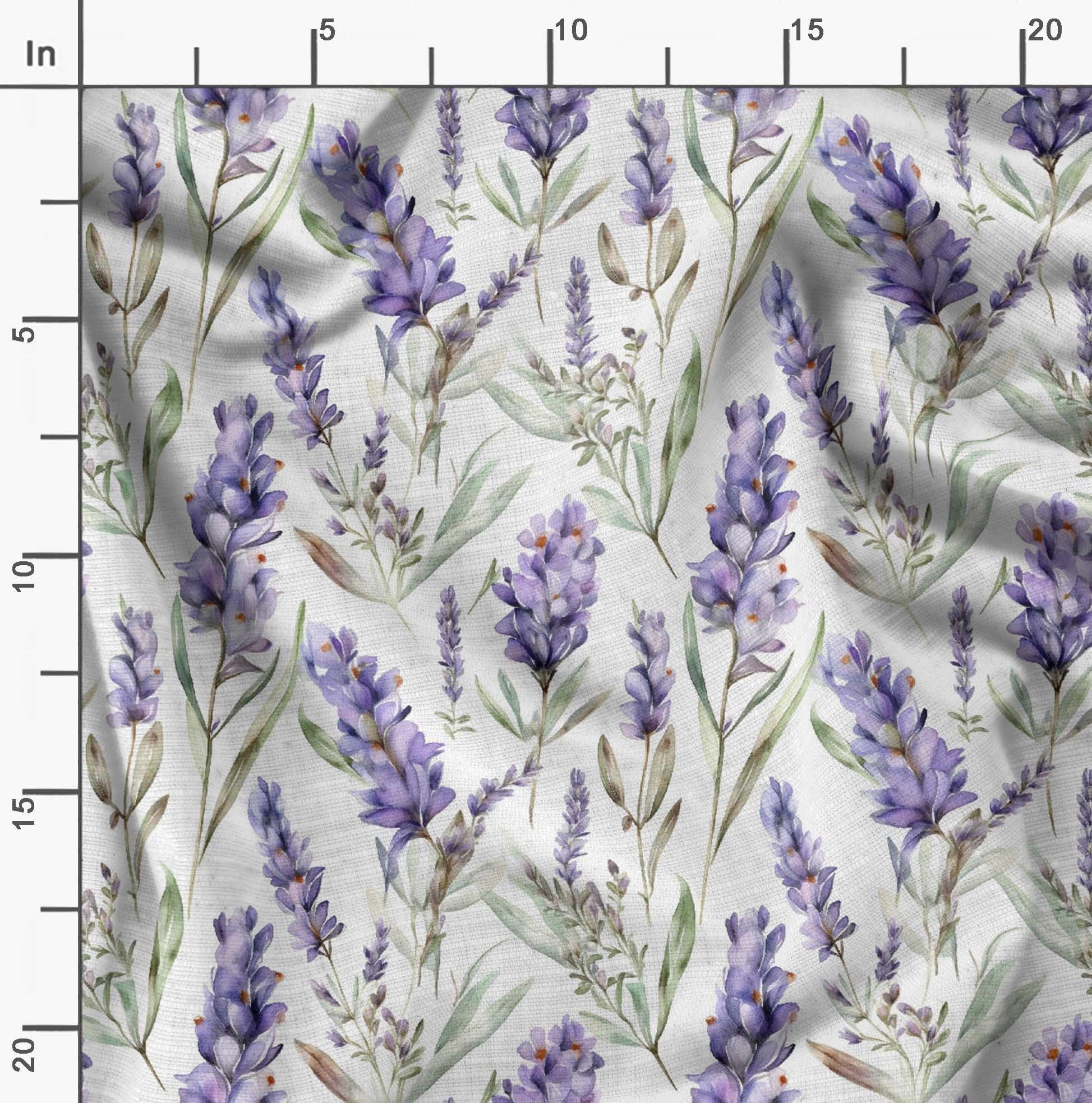 Soimoi Lavender Blue Flower Print - White, Premium Cotton Cambric Fabric - Medium Weight Material for Quilting, Kurtis, Blouse, Kids Clothing, Tunic, Curtains - 42" Inch Wide, 1 Yard