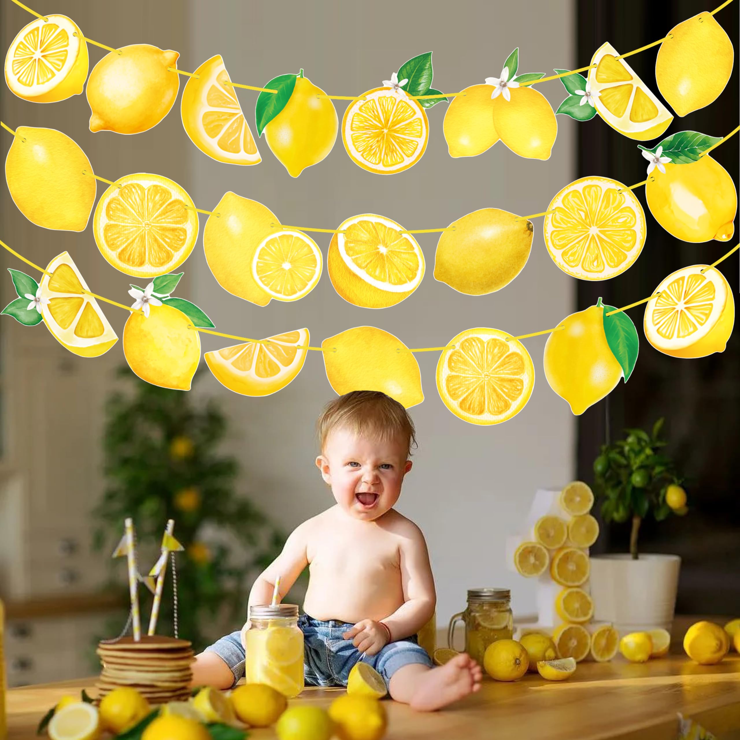 Lemon Party Banners Yellow Lemon Birthday Party Decorations Lemonade theme Banners for Summer Fruit Party Lemon Theme Party Bridal Shower Party Supplies