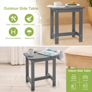 Y&M Outdoor Side Table, HIPS Adirondack Small Single Table, Waterproof Square Outside Table, Balcony Modern End Tables for Patio, Pool, Beach, Porch, Deck, Indoor or Outdoor Use (Dark Grey, 2 Pack)