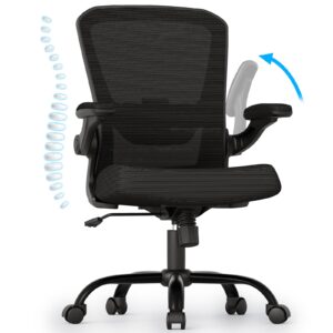 monomi ergonomic office chair, home office task chair-breathable mesh, lumbar support,flip-up armrests,tilt function and adjustable height back, swivel computer home office desk chair