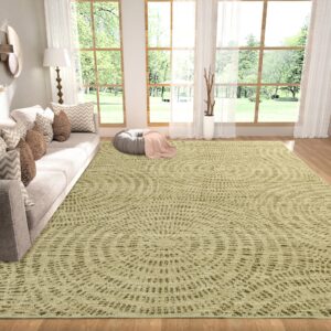 hombys 10x14ft modern large area rug for living room bedroom, super-thin geometry floor carpet for indoor office dining room, abstract home deco non-shedding, dark khaki, machine washable