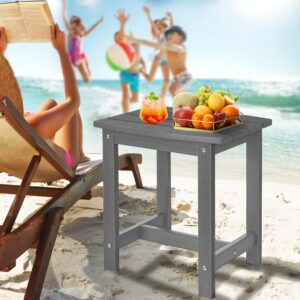 Y&M Outdoor Side Table, HIPS Adirondack Small Single Table, Waterproof Square Outside Table, Balcony Modern End Tables for Patio, Pool, Beach, Porch, Deck, Indoor or Outdoor Use (Dark Grey, 2 Pack)