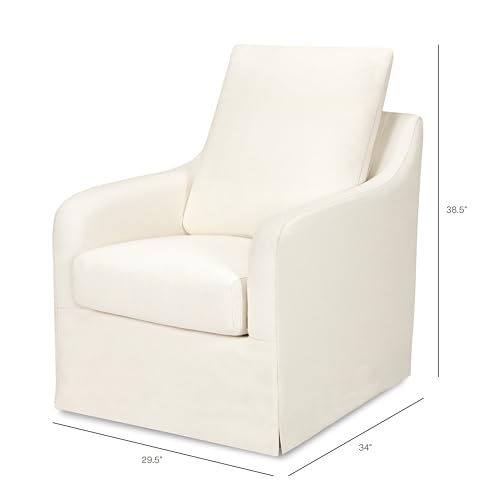 NAMESAKE Reese Slipcover Swivel Glider, Ivory Eco-Linen