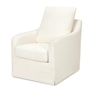 namesake reese slipcover swivel glider, ivory eco-linen