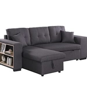 Devion Furniture Alexis Sofabed, 95" W x 53" D x 35H, Dark Gray