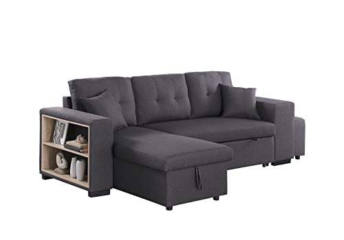 Devion Furniture Alexis Sofabed, 95" W x 53" D x 35H, Dark Gray