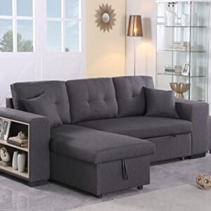 Devion Furniture Alexis Sofabed, 95" W x 53" D x 35H, Dark Gray