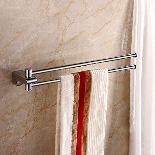 2-Arm Rotating Thicken Bathroom Towel Holder, Wall Mounted Towel Hanger Rack Kitchen Home Storage Towel Rack Bath Towel Holder Bathroom Item Rack/Sier