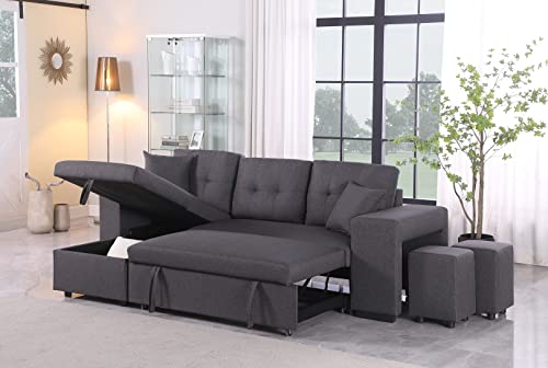 Devion Furniture Alexis Sofabed, 95" W x 53" D x 35H, Dark Gray