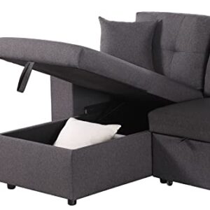 Devion Furniture Alexis Sofabed, 95" W x 53" D x 35H, Dark Gray