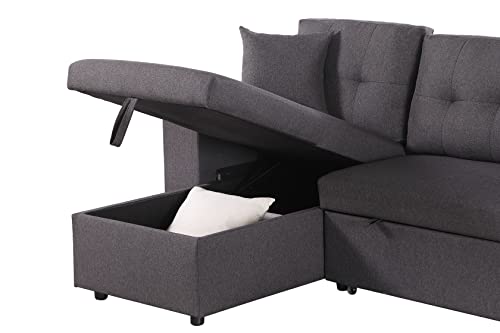 Devion Furniture Alexis Sofabed, 95" W x 53" D x 35H, Dark Gray