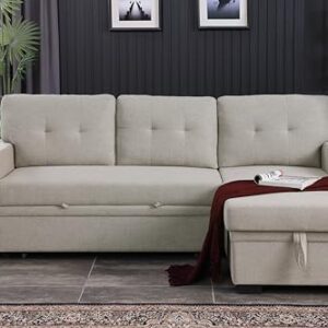 Devion Furniture Alexis Sofabed, 92" W x 53" D x 35H, Light Gray