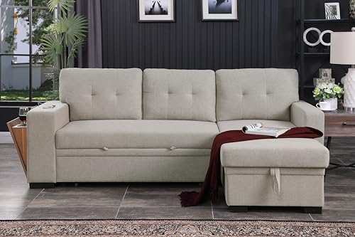 Devion Furniture Alexis Sofabed, 92" W x 53" D x 35H, Light Gray