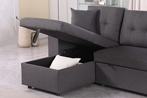 Devion Furniture Alexis Sofabed, 95" W x 53" D x 35H, Dark Gray