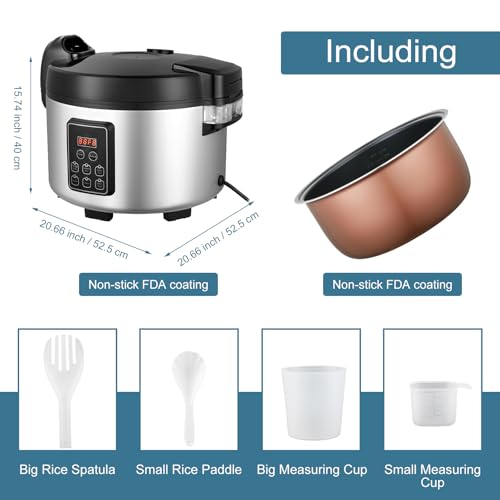 15L Commercial Rice Cooker & Warmer (90 Cup Cooked, 15.8 QT) Smart Large Rice cooker 6 Rice Cook Functions 24-Hr Delay Timer | LED Display | Auto Keep Warm | Non-Stick Inner Pot