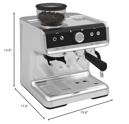 Premium Espresso Maker with Milk Frother - Perfect for Cappuccino, Latte & More - 20 Bar Pressure, Large Water Tank, Barista Kit, and Elegant Design