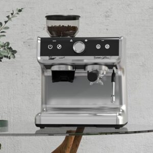 premium espresso maker with milk frother - perfect for cappuccino, latte & more - 20 bar pressure, large water tank, barista kit, and elegant design