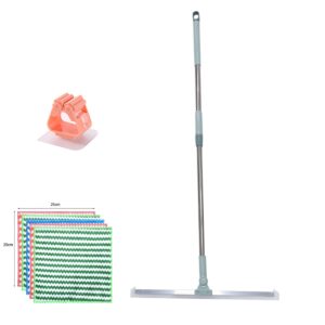 silicone magic broom sweeper, multifunction magic broom, floor squeegee broom with 50" long handle, household squeegee broom for floor cleaning, bathroom, pet hair, window,kitchen broom head