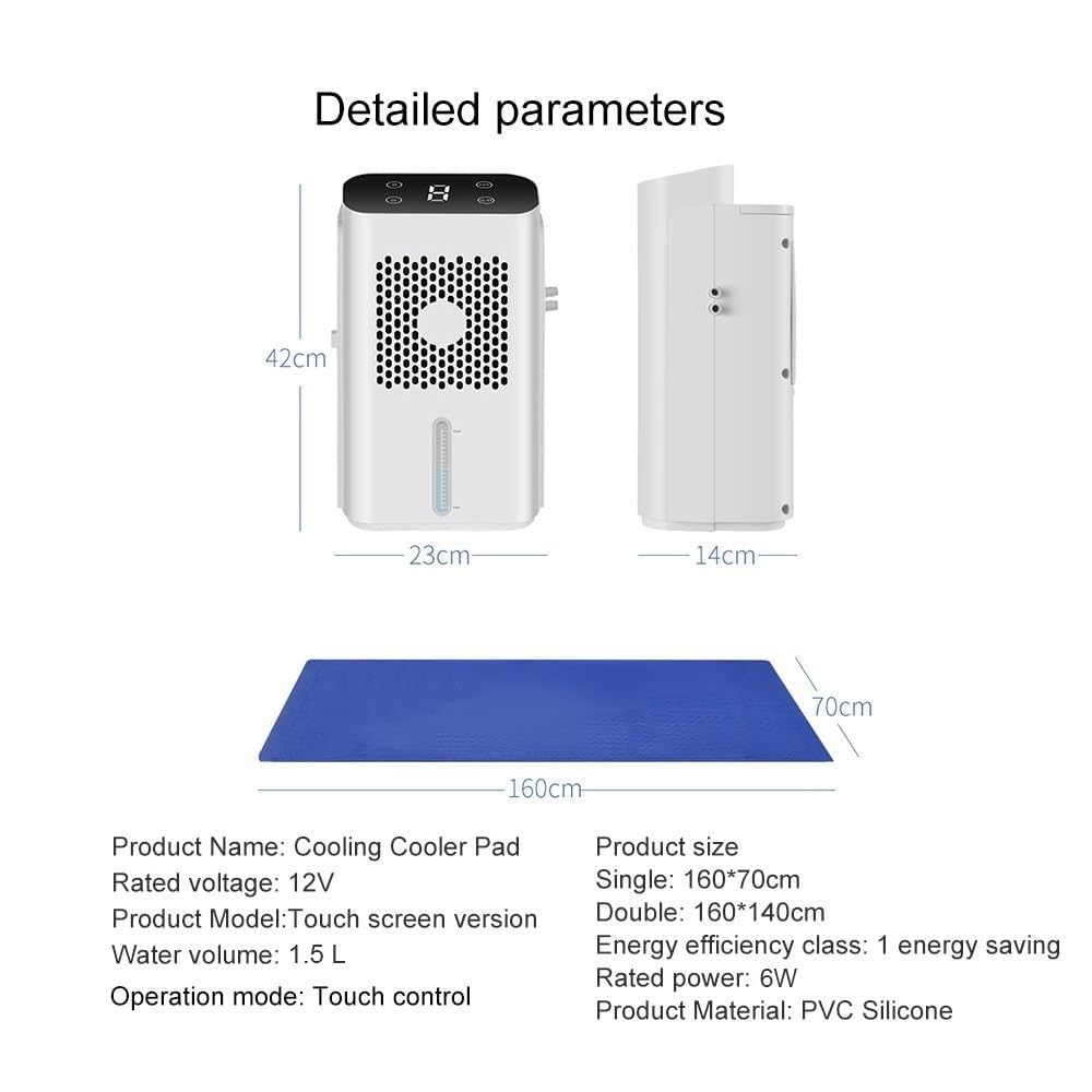 ZHIBIMOI Water-Cooled Mattress, Bed Cooling System, Mattress Cooler with LCD Display, Portable Bed Chiller with Silent Water Pump for Used in Summer Cooling and Optimized Sleep(63x27.6in)