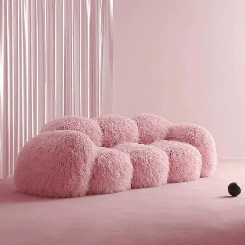 Generic Modern Nordic Plush Sofa Chair – Luxury L-Shaped Living Room Couch 106.29in, Pink