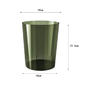 Qianly Wastepaper Basket Dustbin, Clear Round Rubbish Bin, Trash Can for Kids Room Office Kitchen Dressing Table Home, Green M