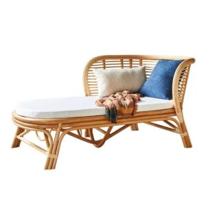 generic minimalist japanese rattan chaise sofa bed – artistic living room furniture, 68.89*32.28*33.85in, wood, white