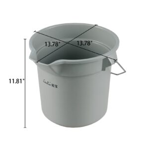 Tyminin 6 Pcs Commercial Bucket with Ergonomic Handle, 14-Quart Heavy-Duty Round Bucket, Sturdy Cleaning Pail Bucket, Grey, 3.5 Gallon