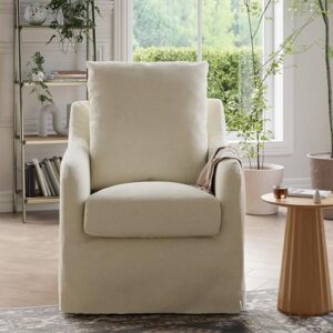 NAMESAKE Reese Slipcover Swivel Glider, Ivory Eco-Linen