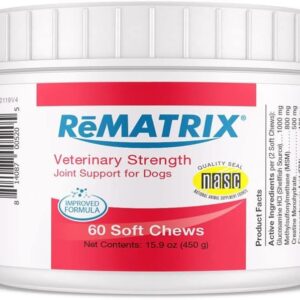 Rematrix Joint Support Supplement for Dogs - Glucosamine, Chondroitin, MSM, Omega-3 - Hip and Joint Pain Relief and Support for Dogs - Made in USA - 60 Soft Chews