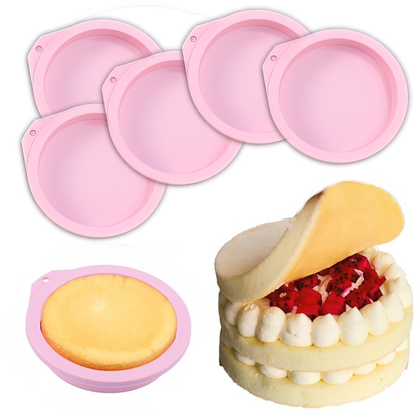 LCKDY 6PCS Silicone Air Fryer Egg Molds, 4 Inch Air Fryer Egg Pan, Silicone Egg Cooker Air Fryer Accessories, Egg Bites Silicone Mold for Baking Muffin Top Pan, Mini Pancake Mold for Muffin Top, Cake