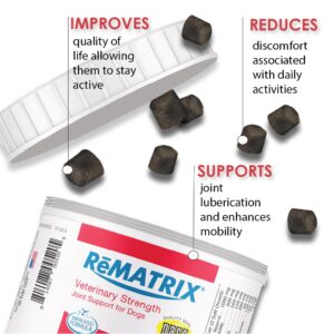 Rematrix Joint Support Supplement for Dogs - Glucosamine, Chondroitin, MSM, Omega-3 - Hip and Joint Pain Relief and Support for Dogs - Made in USA - 60 Soft Chews