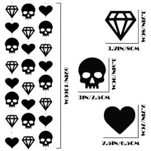 8Pcs Bride or Die Halloween Bachelorette Party Decorations,Black Skull Heart Diamond Banners,Till Death Do Us Party Supplies,Gothic Bridal Shower To Be Birthday Wedding Anniversary Party Decor