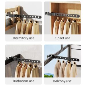 Retractable and Foldable Clothes Drying Rack Portable Travel Hanger for Hotel Home Rotary Clip-on Hanger Holder Wall Mounted Clothes Bar for Bathroom Bedroom Laundry Room Balcony