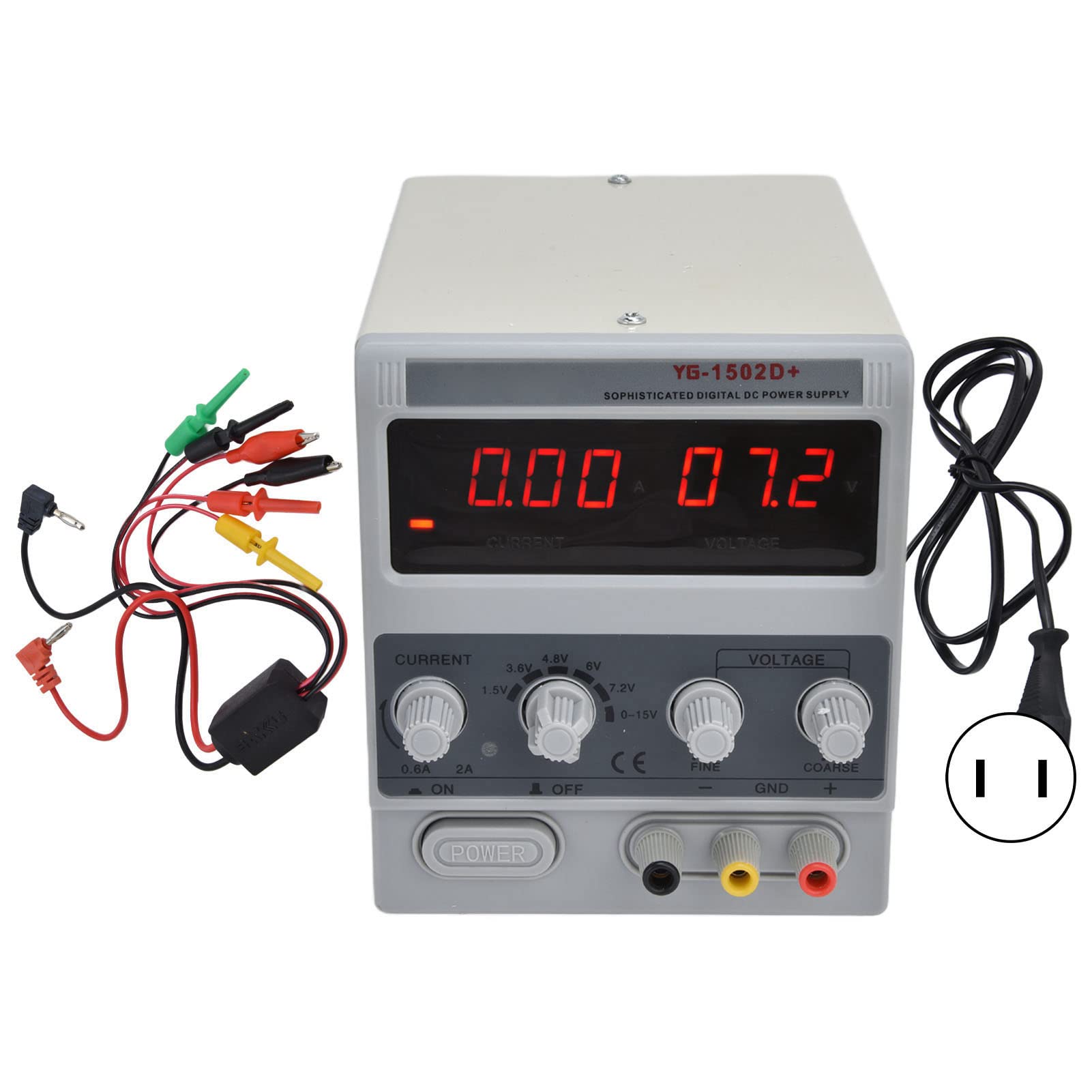 Hilitand Adjust DC Power Supply 0 15V 0 2A 1502D Digital Display Overcurrent High Accuracy for Laboratory Testing Repairing (US Standard (110V)), Hilitandzpac6fh4be-13