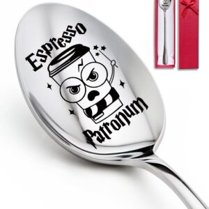 Advivio Funny Engraved Stainless Steel Espresso Spoons for Coffee Lovers Gifts, Harry Potter Easter Basket Coffee Ice Cream Spoop for Bookworms, Harry Potter Fans Thanksgiving Graduatiod Gifts