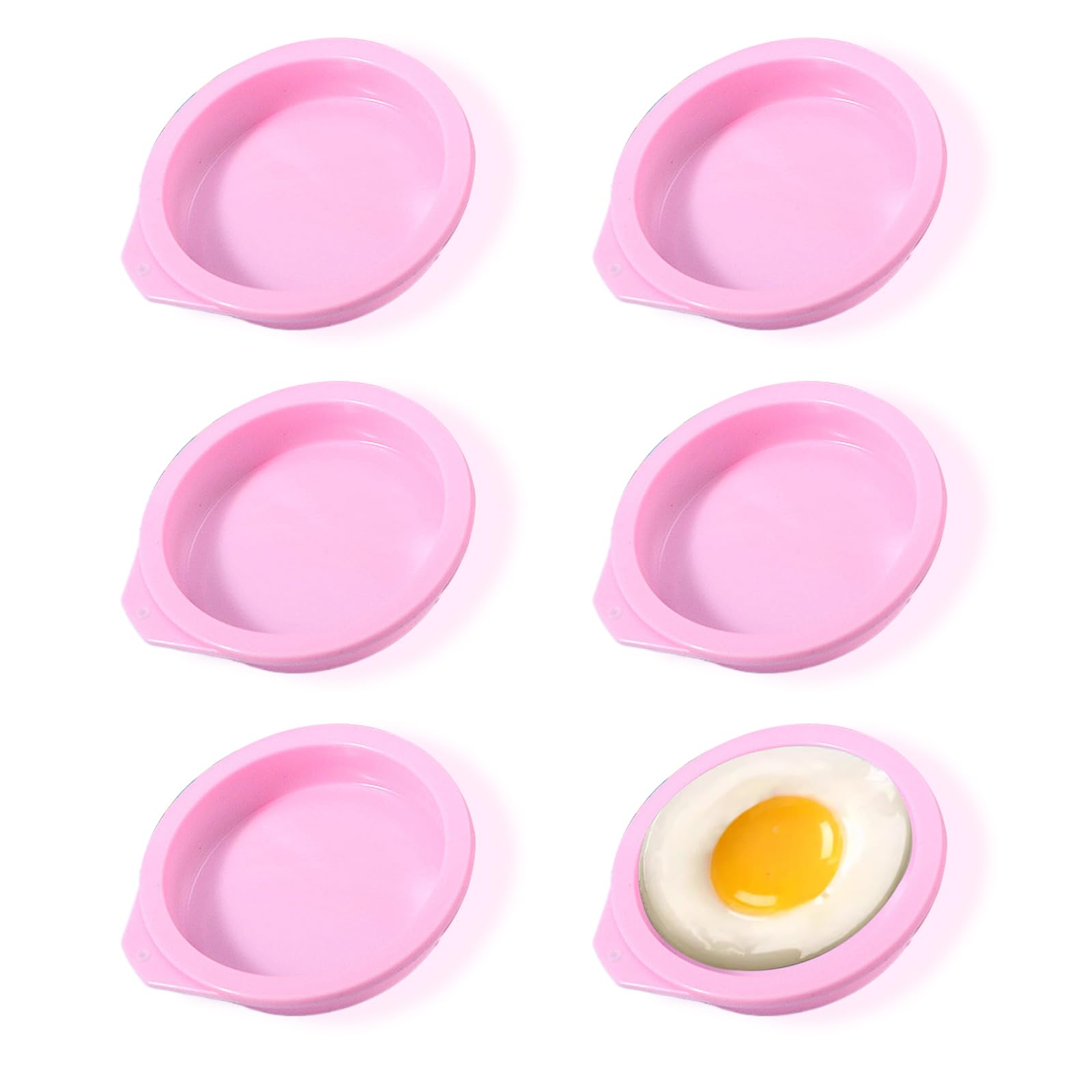 LCKDY 6PCS Silicone Air Fryer Egg Molds, 4 Inch Air Fryer Egg Pan, Silicone Egg Cooker Air Fryer Accessories, Egg Bites Silicone Mold for Baking Muffin Top Pan, Mini Pancake Mold for Muffin Top, Cake