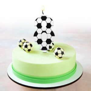 Conelist Soccer Number Candles Soccer Birthday Candles Soccer Ball Cake Topper Decorations for Kids Adults Numeral Anniversary Celebrations Supplies (Number 8)