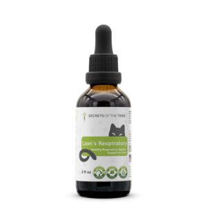 lion's respiratory | natural herbal dietary supplement for cats | healthy respiratory system support in cats | alcohol-free extract, coltsfoot, licorice, lobelia, echinacea root, mullein leaf 2 oz