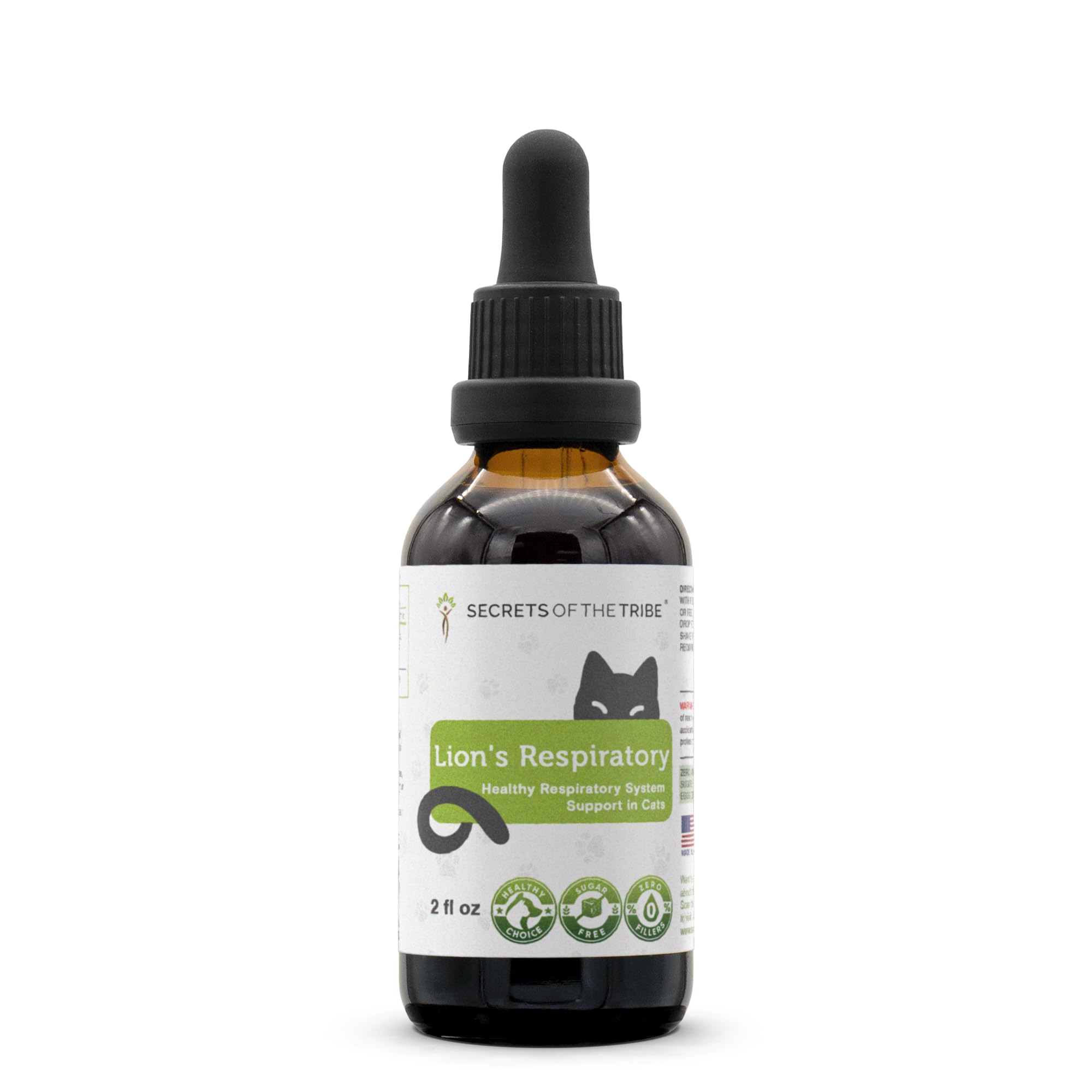 Lion's Respiratory | Natural Herbal Dietary Supplement for Cats | Healthy Respiratory System Support in Cats | Alcohol-Free Extract, Coltsfoot, Licorice, Lobelia, Echinacea Root, Mullein Leaf 2 oz