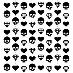 8pcs bride or die halloween bachelorette party decorations,black skull heart diamond banners,till death do us party supplies,gothic bridal shower to be birthday wedding anniversary party decor