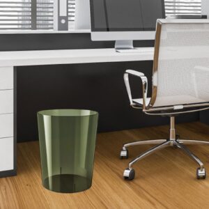 Qianly Wastepaper Basket Dustbin, Clear Round Rubbish Bin, Trash Can for Kids Room Office Kitchen Dressing Table Home, Green M