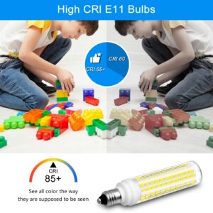 E11 LED Bulb Dimmable,100W Halogen Bulbs Equivalent,T4 Mini Candelabra LED Bulb Dimmable 10W 1000LM,Daylight White 6000K,120V 75W 100W JDE11 LED for Ceiling Fans,Chandeliers,Cabinet Lighting,4 Pack