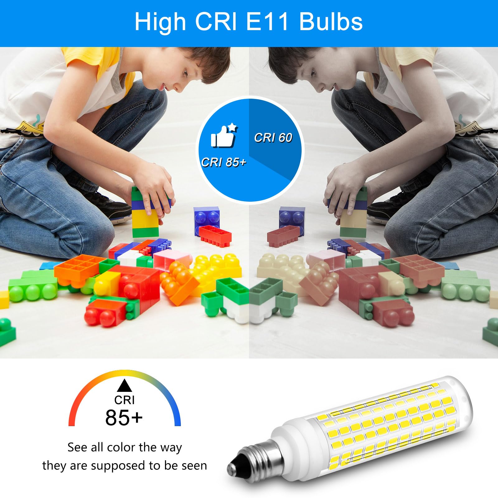 E11 LED Bulb Dimmable,100W Halogen Bulbs Equivalent,T4 Mini Candelabra LED Bulb Dimmable 10W 1000LM,Daylight White 6000K,120V 75W 100W JDE11 LED for Ceiling Fans,Chandeliers,Cabinet Lighting,4 Pack