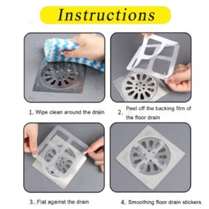 Floor Drain Sticker, 4" X 4"Disposable Floor Drain Sticker 30 PCS/Set, Disposable Shower Drain Hair Catcher Mesh Stickers, Shower Drain Hair Catcher Sticker, Shower Floor Drain Cover Square