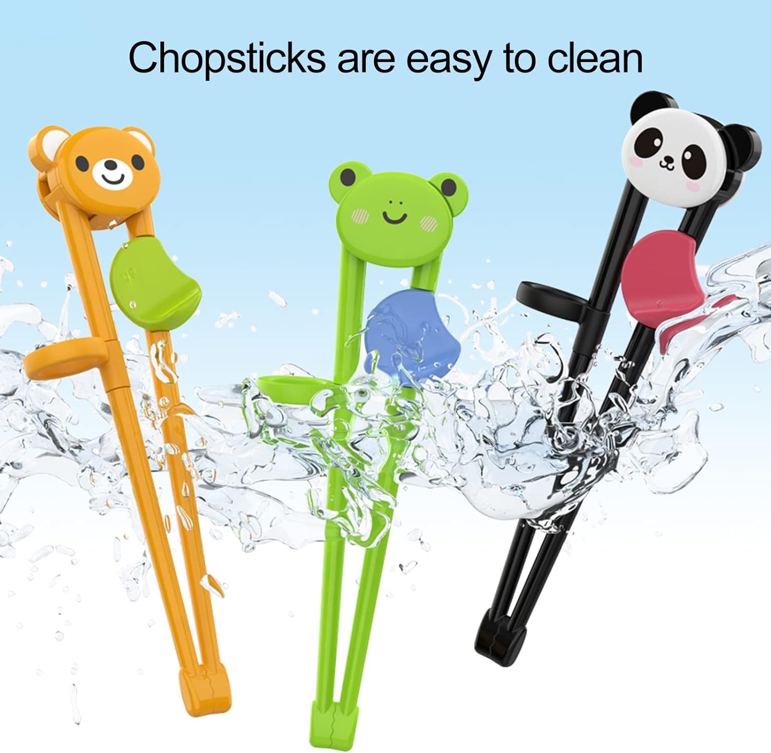 Black Training Chop-sticks for Kids, Training Chop-sticks Comfortable Grip Chewable Cartoon Chop-sticks for Beginners Learning chop-sticks Flatware