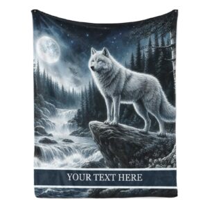 cuspilo personalized wolf blanket, ultra soft micro flannel blanket for bed couch living room(teens), 50 x 60 inches