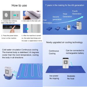 ZHIBIMOI Water-Cooled Mattress, Bed Cooling System, Mattress Cooler with LCD Display, Portable Bed Chiller with Silent Water Pump for Used in Summer Cooling and Optimized Sleep(63x27.6in)