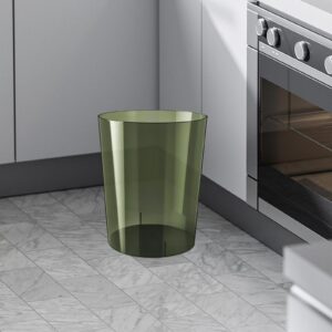 Qianly Wastepaper Basket Dustbin, Clear Round Rubbish Bin, Trash Can for Kids Room Office Kitchen Dressing Table Home, Green M