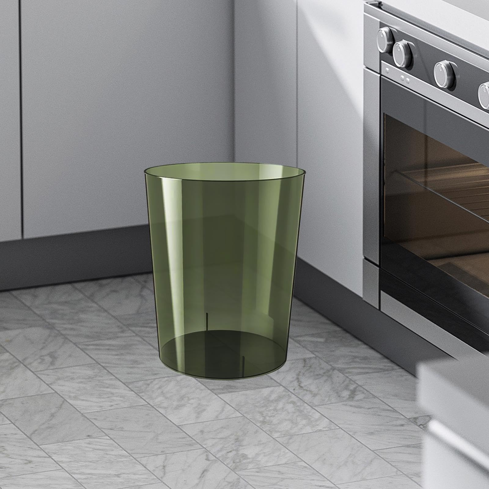 IEUDNS Dustbin Wastebasket Transparent Round Modern Garbage Container Trash Can for Bedroom Kitchen Office Bathroom Home, Green M