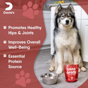 Davie's Bone Broth for Dogs - Joint Supplement for Dogs, Dog Food Topper Powder, Beef Bone Broth Powder, Grass-Fed Source - 8 Ounces